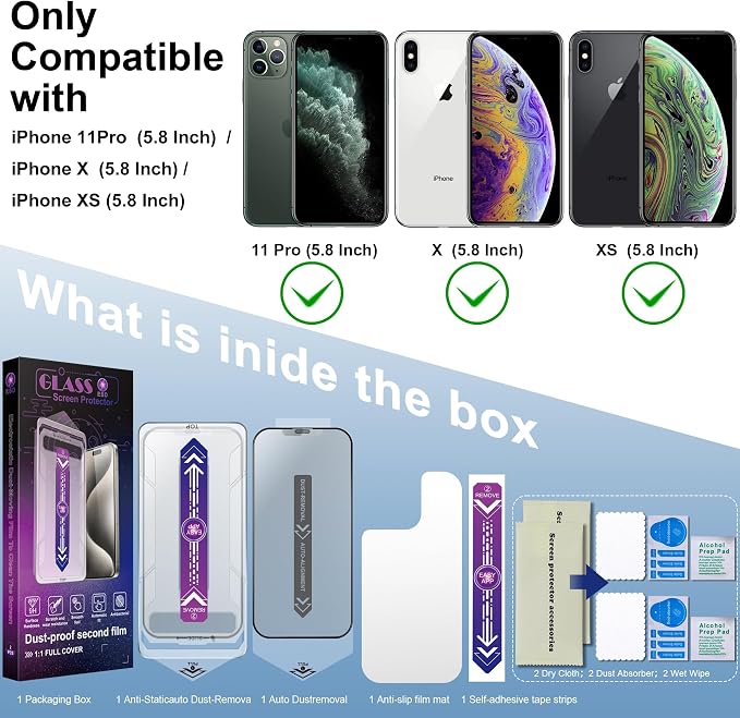 2 Pack Matte Screen Protector for iPhone 11 Pro and iPhone xs and iPhone x - Image 2