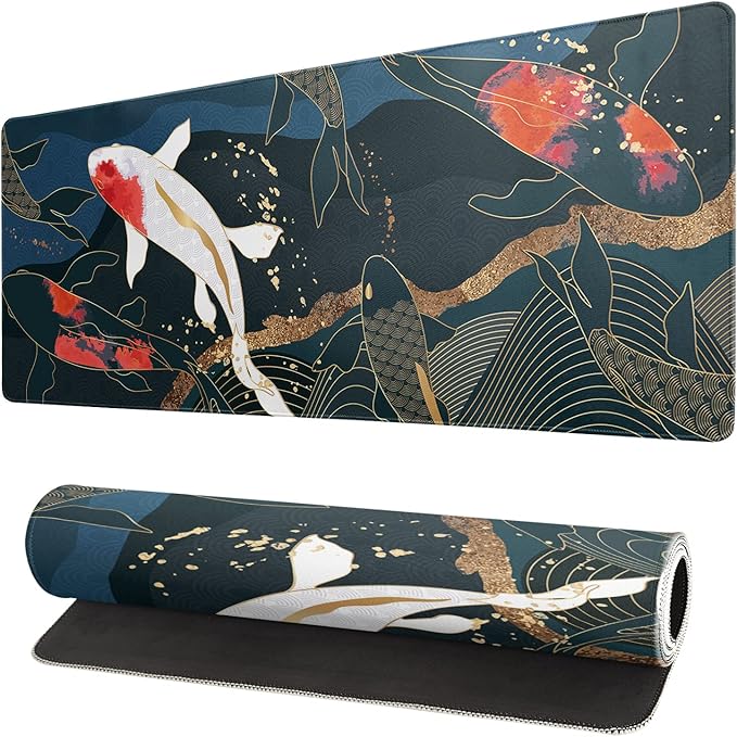 Fish Art Mouse Pad 31.5x11.8 Inch Japanese Gaming Full Desk Mousepad Extended by Siski