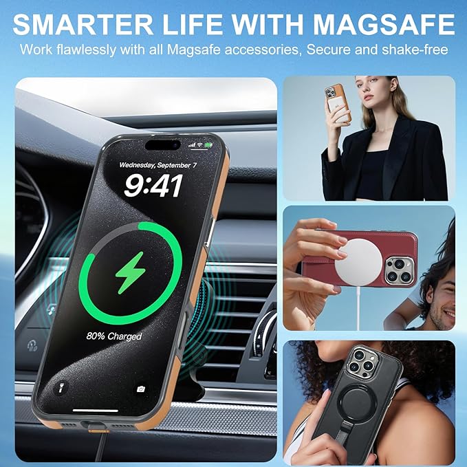 Leather Case, Suitable for iPhone 16 Pro Case, Invisible Magnetic Design - Image 2
