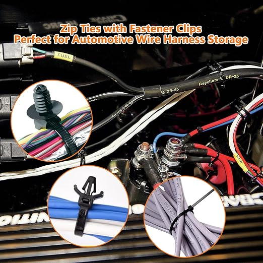 180Pcs Wire Loom Clips for Car Push Mount Zip Ties Assorted Sizes Automotive - Image 5