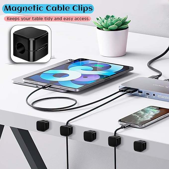 SaiTech IT Pack of 8 Magnetic Cable Clips, Cord Organizer Holder, - Image 6