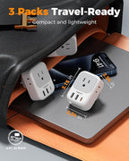 Type G Adapter for Travel 3 Pack, TESSAN US to UK Plug Adapter - Image 5