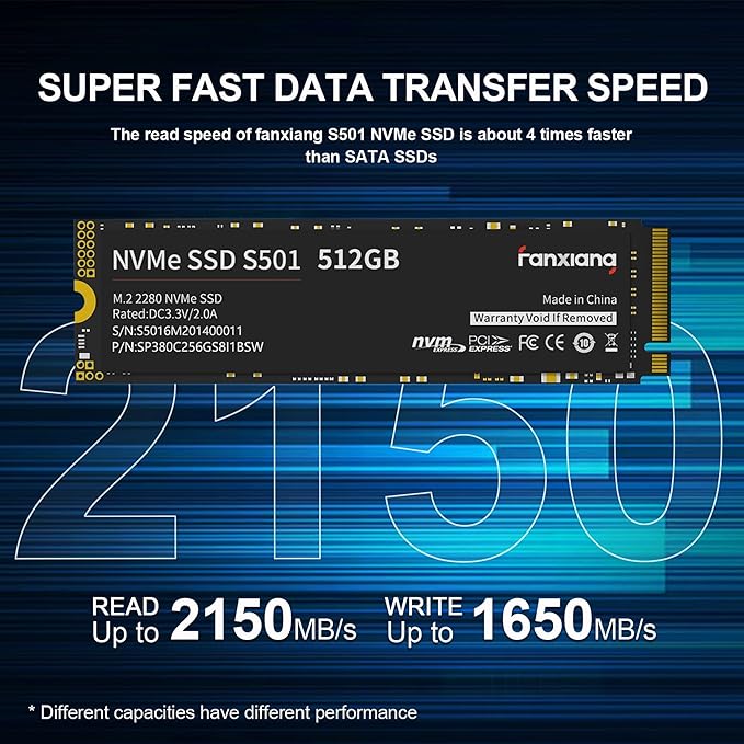S501 512GB NVMe SSD 3D NAND1.3 PCIe Gen3x4 M.2 2280 Internal Solid State Drive - Image 2