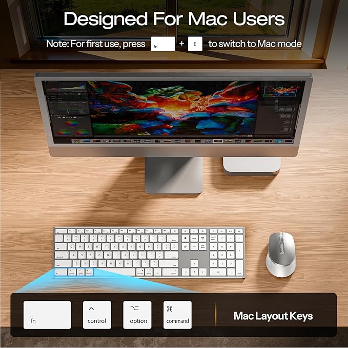 Full-Size Metal Wireless Keyboard and Mouse - Image 4