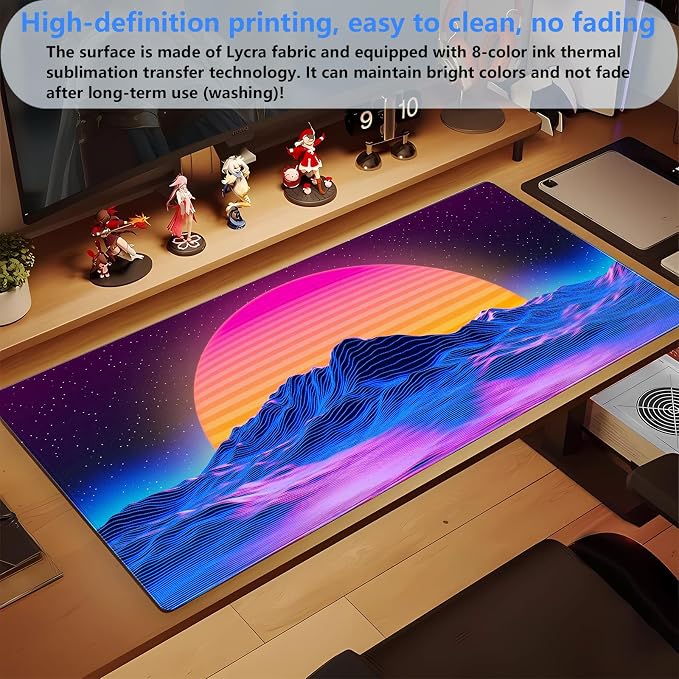 Retro Neon Fantasy Mouse Pad Desk Mat XXL Large 31.5x15.7in Gaming Keyboard & - Image 5