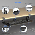 Keyboard Tray Under Desk Large C-Clamp 25.6” x 11.8” Slide-Out Platform - Image 4