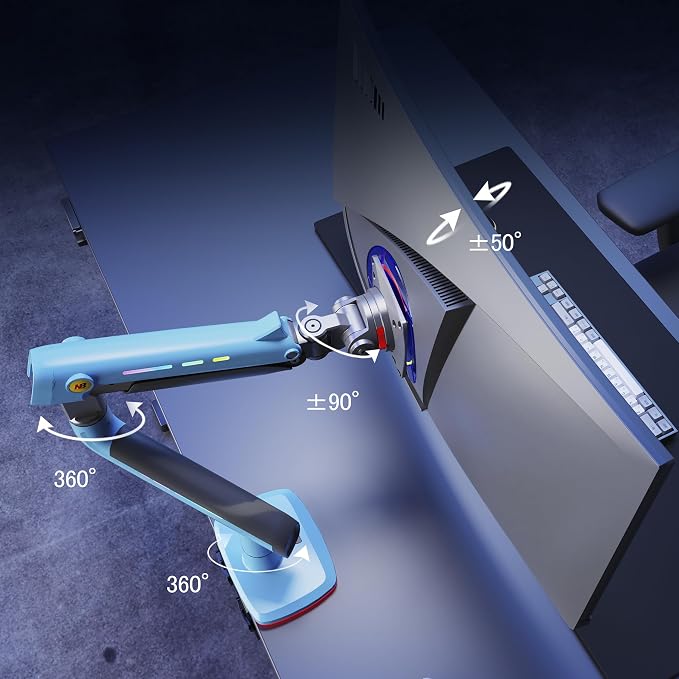 Gaming Monitor Arm for Flat/Ultrawide/Curved Monitors 32 to 60 inch, Heavy Duty - Image 3