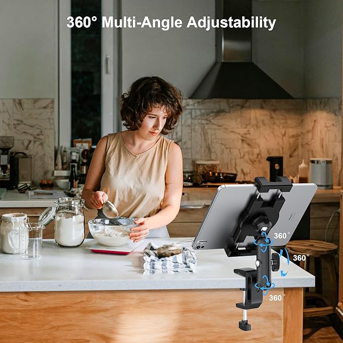 iPad Under Cabinet Mount, Kitchen Tablet Mount Holder, iPad Desk Mount w/Clamp - Image 7
