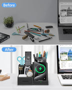 Wireless Charger with Desk Organizer, Pen Pencil Holder, Office Supplies and - Image 5