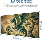 Vintage-Style Dragon Gaming Mouse Pad 3mm Thick Stitched Edge Waterproof - Image 3