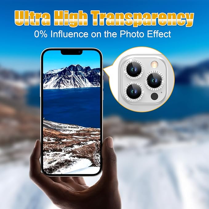 AGVEE 3+3 6 Pack for iPhone 13 Pro/Pro Max, Bling Diamond & Glitter Metal Ring - Image 6