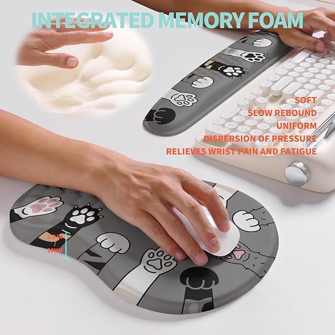 2-in-1 Ergonomic Set, Wave Rise Keyboard Wrist Rest and Massage Bulge Slope - Image 4