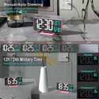 Pink Digital Clock for Bedroom 6.7in Dual Alarm Clock - Image 3