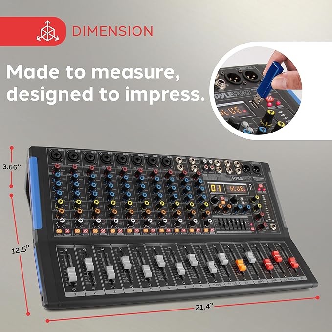 Pyle 12-Channel Console Style Audio Mixer - Image 3