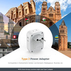 Switzerland Travel Plug Adapter 2 Pack, TESSAN Type J Adaptor - Image 2