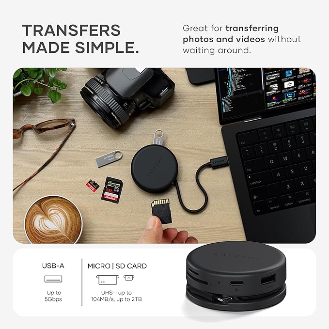 Satechi OntheGo 7-in-1 USB-C Hub, Compact Magnetic Multiport Adapter, 100W PD - Image 6