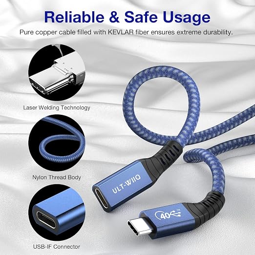USB4 Extension Cable 2.62Ft, Thunderbolt 3 & 4 Extension Cable, USB C 4.0 - Image 7