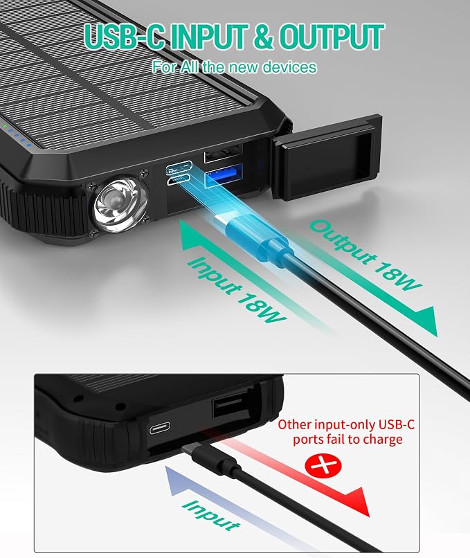 BLAVOR Solar Power Bank, PD18W QC3.0 Fast Charging 10W Wireless Charger - Image 5