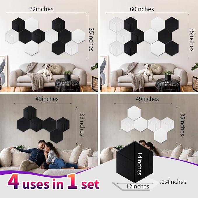 Mollywell Hexagon Acoustic Panels, Carved Patterns, Soundproofing, Decorative - Image 4
