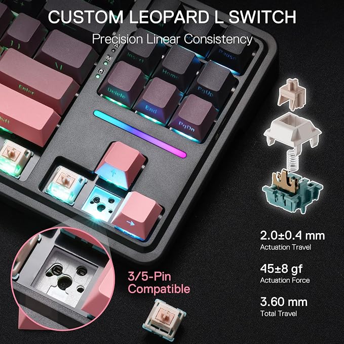 Redragon K728 PRO 80% Wireless Gasket Gaming Keyboard, 3-Mode 87 Keys TKL - Image 5