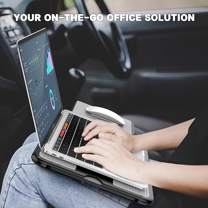 AboveTEK Portable Laptop Lap Desk w/Retractable Left/Right Mouse Pad Tray - Image 2