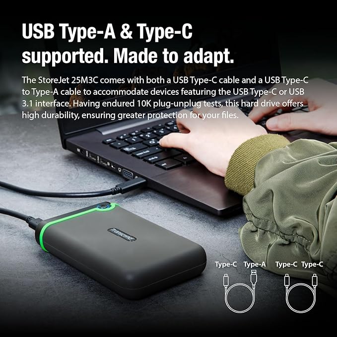 Transcend 2TB SJ25M3C, USB 3.1 Portable Hard Drive Rugged, Anti-Shock Resistant - Image 6
