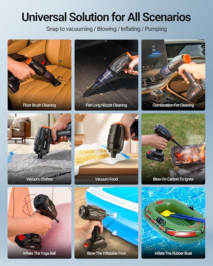 SEALIGHT Car Vacuum Portable Cordless, High Power Suction and Air Duster - Image 4