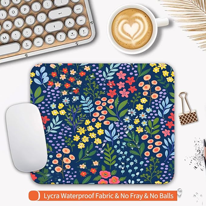 Square Mouse Pad Flowers, Personalized Premium-Textured Custom Mouse Mat Design - Image 3