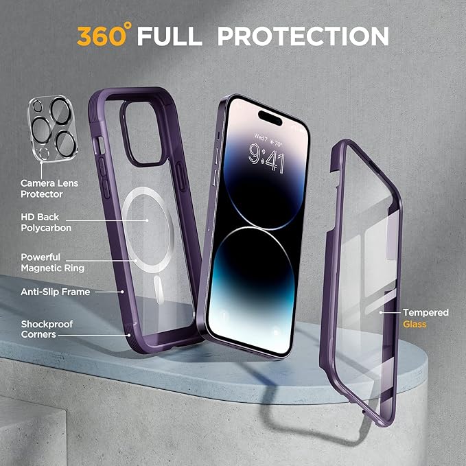 Miracase Magnetic for iPhone 14 Pro Max Case 6.7 inch, Upgrade Full-Body Clear - Image 2