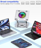 Laptop Stand, with 360°Rotating Base, External Cooling Fan, Adjustable RGB - Image 7