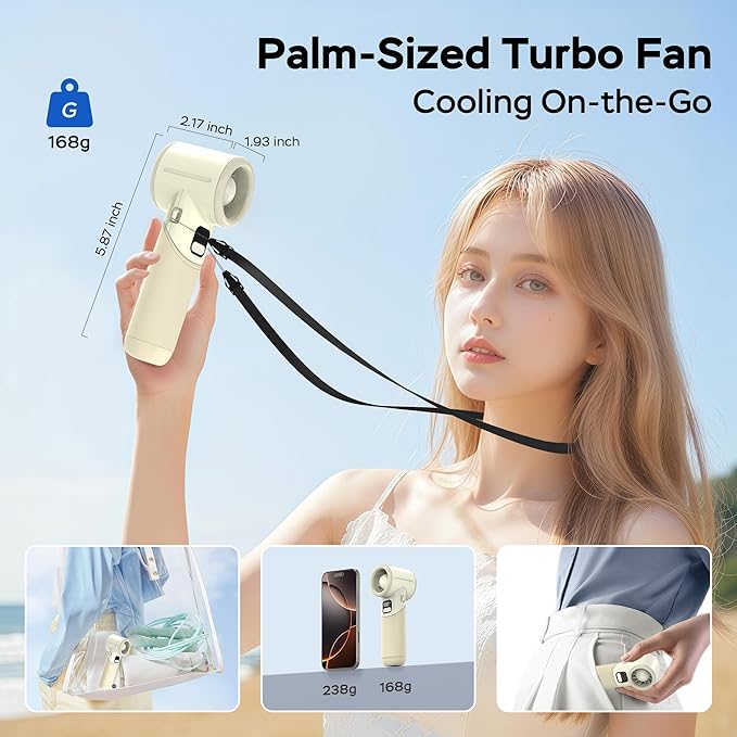 Portable Handheld Turbo Fan, 5000mAh Rechargeable Battery, Max 20Hrs Cooling - Image 6