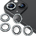 AGVEE 3+3 6 Pack for iPhone 15/15 Plus, Bling Diamond & Glitter Metal Ring 9H by AGVEE
