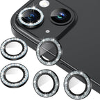 AGVEE 3+3 6 Pack for iPhone 15/15 Plus, Bling Diamond & Glitter Metal Ring 9H by AGVEE