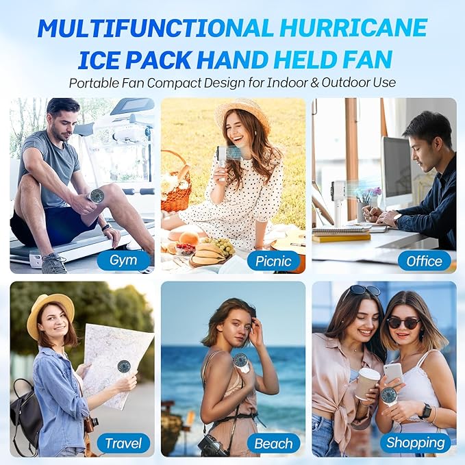 2025 Portable Handheld Ice Fan, Turbo Cooling Fans, 100 Gear Hurricane Wind - Image 9