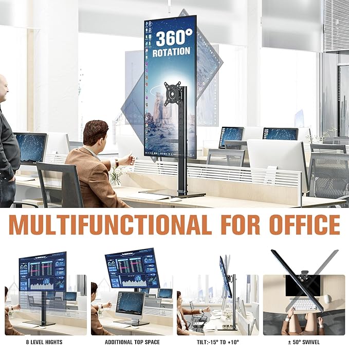 Single Monitor Stand Freestanding 27-43 Inch Monitor Arm Curved Screen Monitor - Image 3