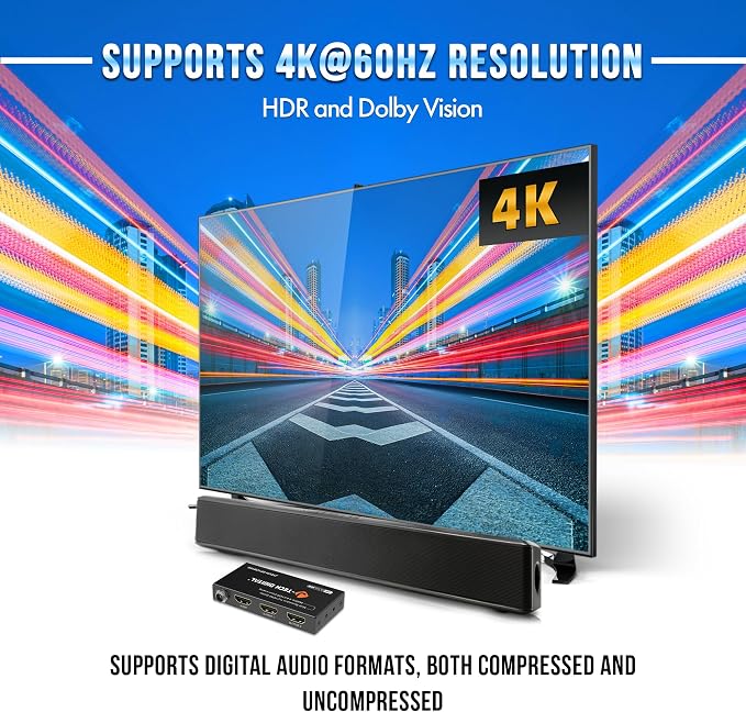 J-Tech Digital HDMI Splitter 1 in 2 Out 4K@60Hz, 1x2 HDMI Splitter - Image 3
