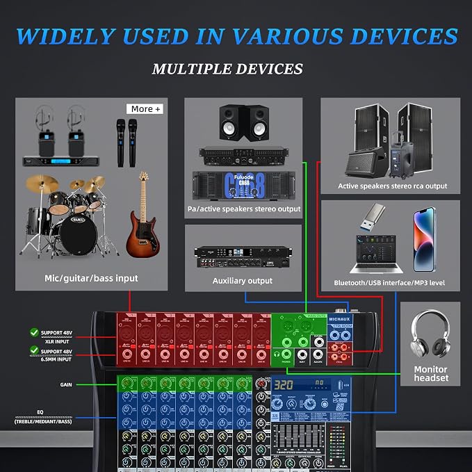 Audio Mixer 8 Channel Professional Mixer Console - Image 9
