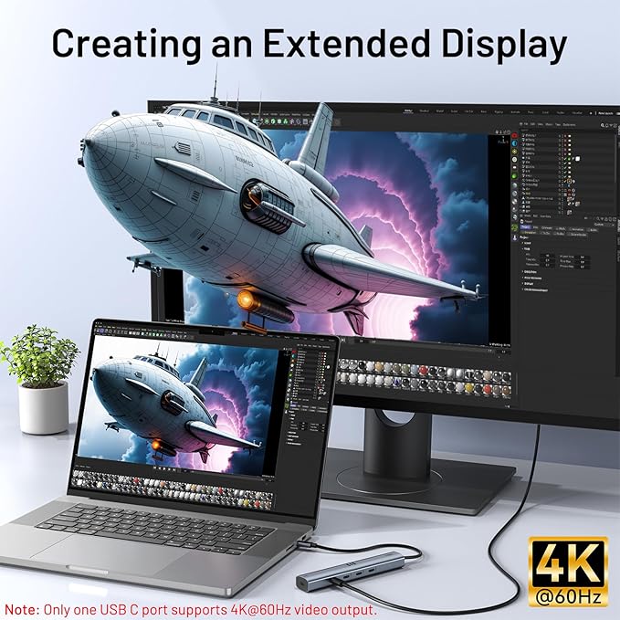 10Gbps USB C Hub with 4K@60Hz Video Display, Selore 5 Ports USB C Splitter - Image 3