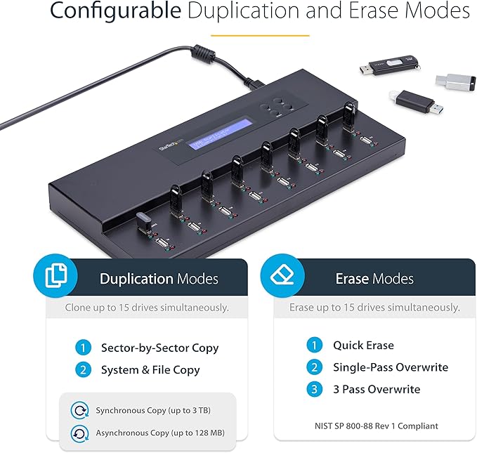 StarTech.com Standalone 1 to 15 USB Flash Drive Duplicator/Cloner/Eraser - Image 5