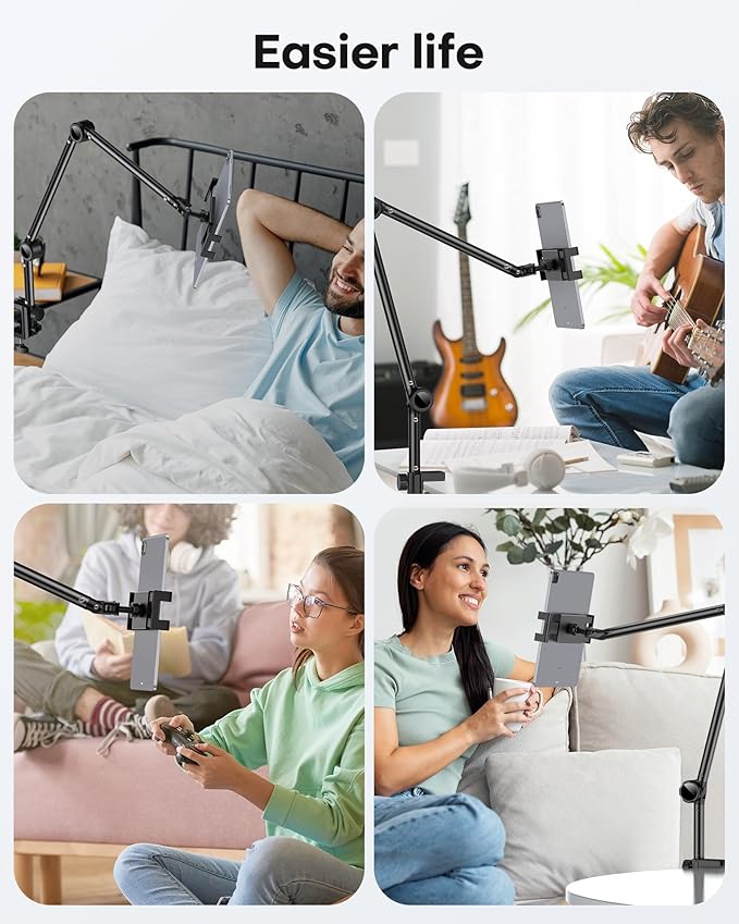 OMOTON Adjustable Tablet Stand for Desk, Tablet Mount for iPad, Phone Holder - Image 7