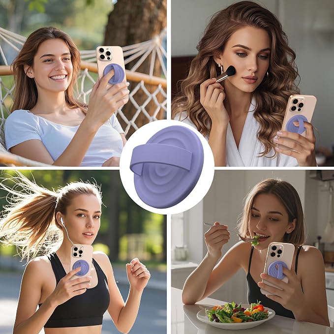 Magnetic Phone Ring Grip Holder, Silicone Finger Loop Grip, Compatible - Image 2