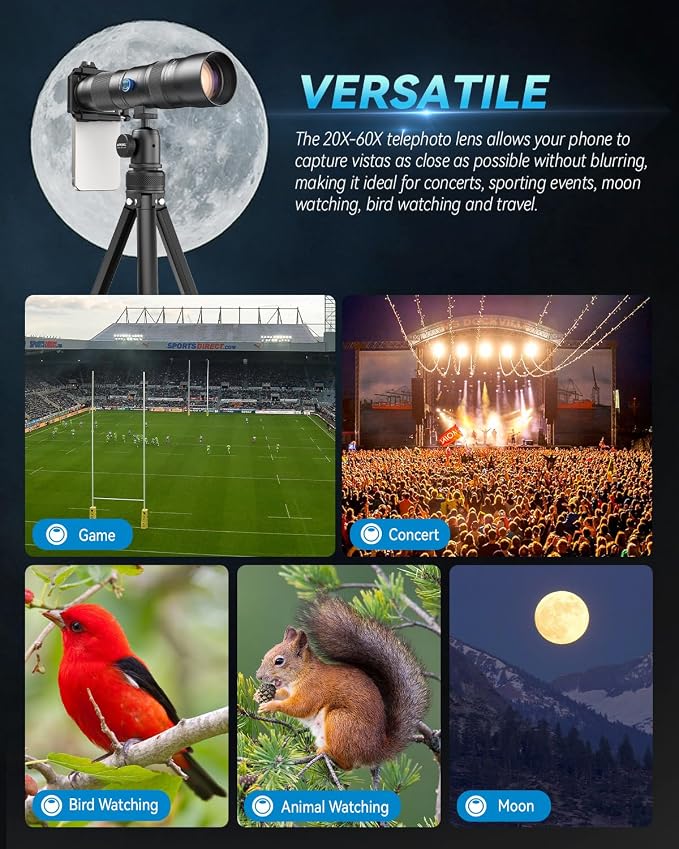 Evil Eye 20-60X Zoom Telephoto Lens, High Power HD Telephoto Phone Lens - Image 4