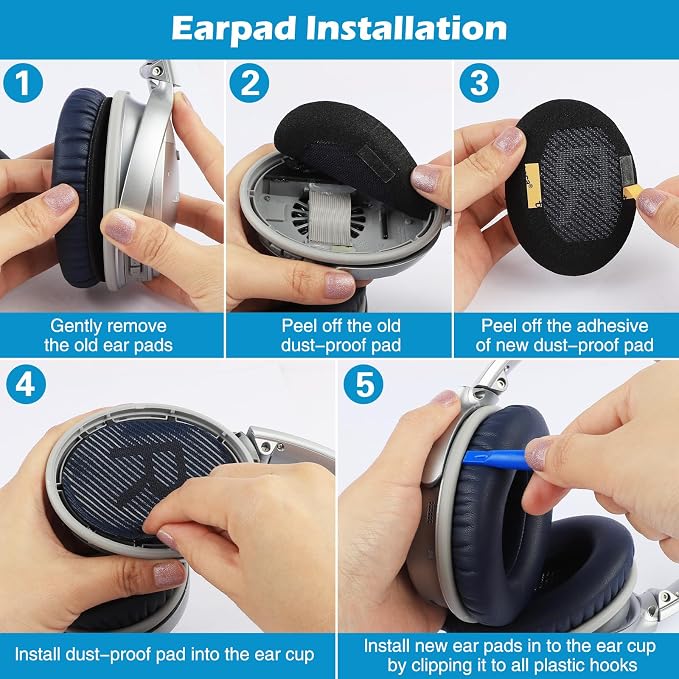 Ear Pads for Bose QuietComfort 35 ii, Premium Softer Leather Replacement Pads - Image 6