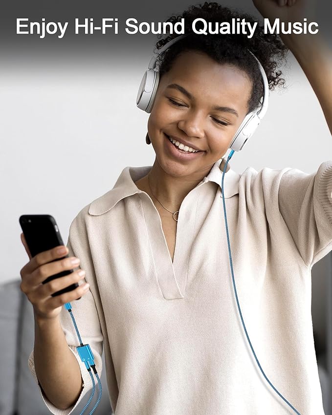 iPhone Headphone Adapter with Charge 2-in-1 Lightning to 3.5mm Female Aux Audio - Image 5