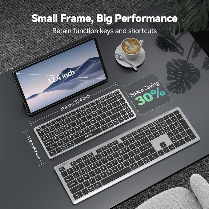 TECKNET Bluetooth Keyboard Rechargeable, 4-Device Wireless Keyboard, Ultra-Slim - Image 3