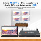 J-Tech Digital HDMI Extender Splitter 4K 60Hz 1 in 4 Out Over Single Cat5e/6 - Image 3