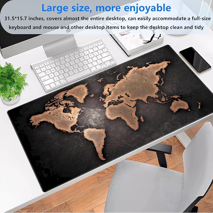 World Map Gaming Mouse Pad XXL Large Vintage Style Full Desk Mat Extended - Image 2