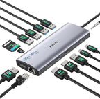 Triple Monitor Docking Station, 14-in-1 USB C Hub by iavkyu
