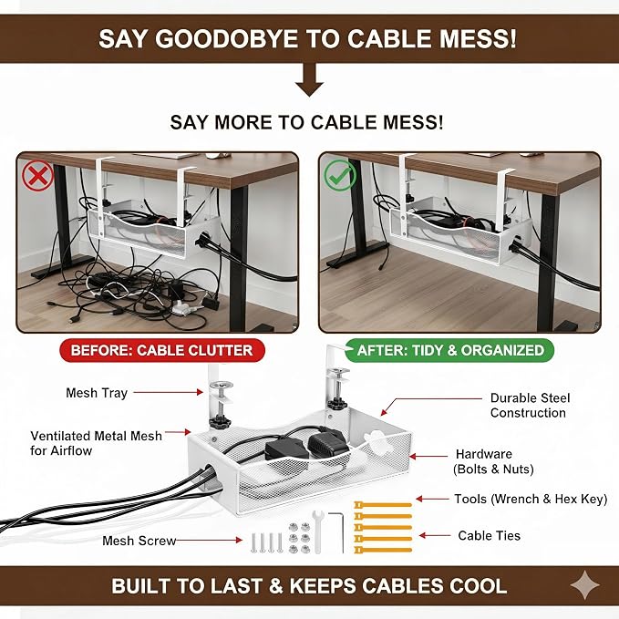 Extra Wide Under Desk Cable Management - Image 5