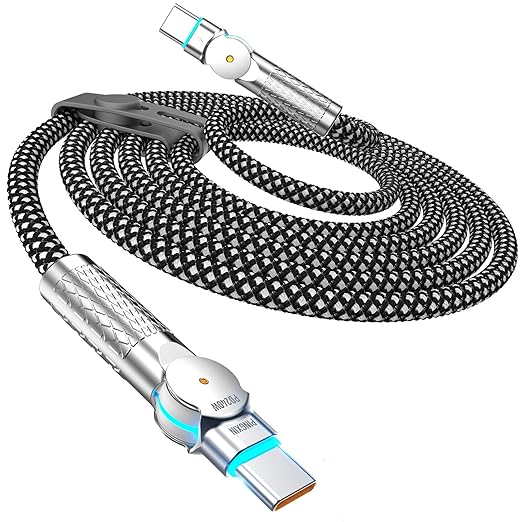 USB C to USB C Cable 10FT 240W, 180°Rotating USB C Cable Braided Type C Charger by PINGXIN